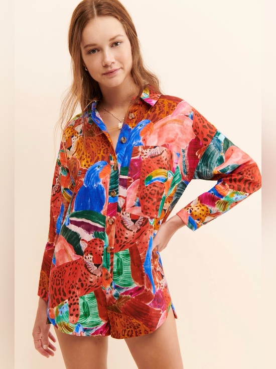 FARM Rio Tops - Farm Rio Animal Collage Linen Romper